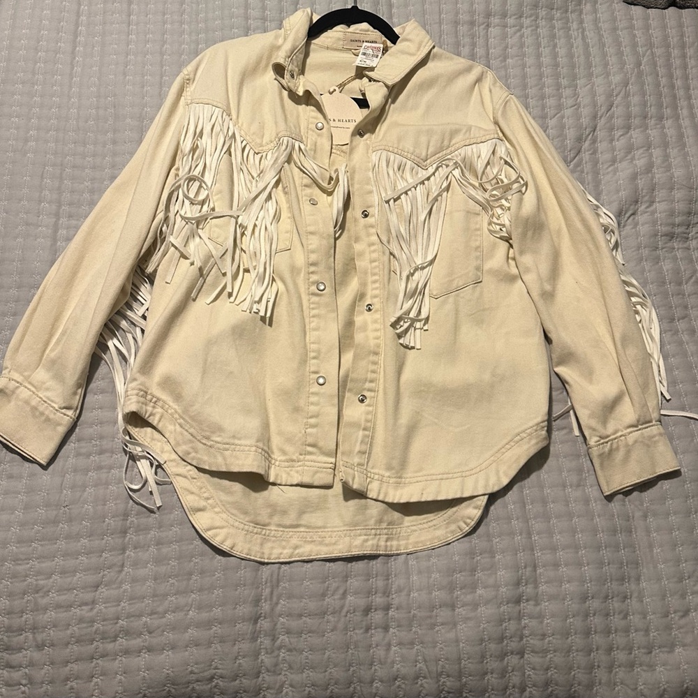 Cream Fringe Women's Jacket